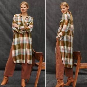 ANTHROPOLOGIE Pilcro Side-Slit Maxi Tunic Buttondown Women’s Shirt Medium